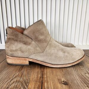 Kork-Ease Ryder Ankle Boots Womens Sz 10 M Brown Suede Tulip Booties Heel Zipper